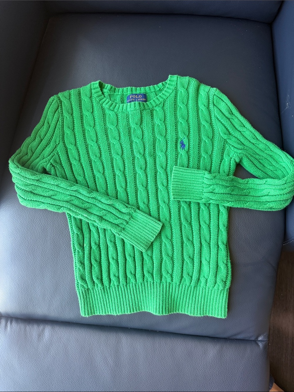 Polo by Ralph Lauren Bright Green Cable-Knit Crewneck Sweater